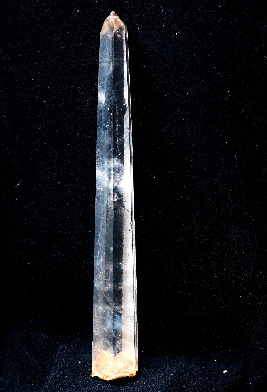 Natural transparent “blue needle pyramid” crystal iron ore mineral specimen