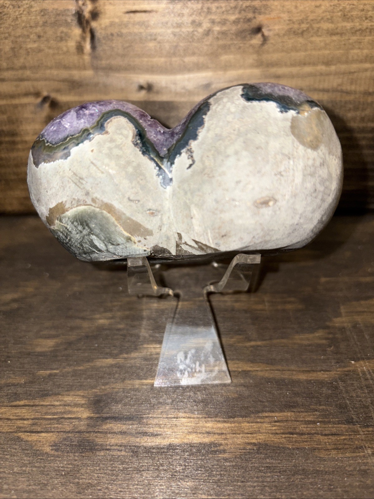 Geode Amethyst heart with Stand 3.75”