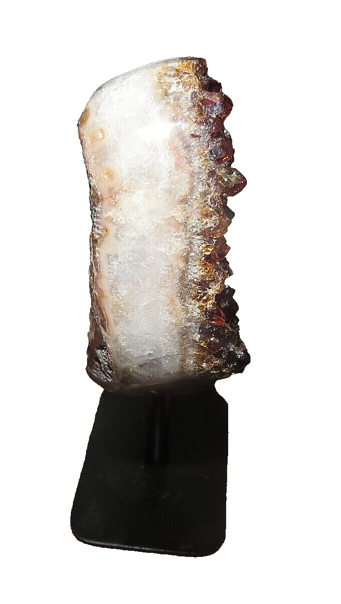 LARGE CITRINE CRYSTAL CLUSTER GEODE F/ BRAZIL CATHEDRAL STEEL STAND POLISHED