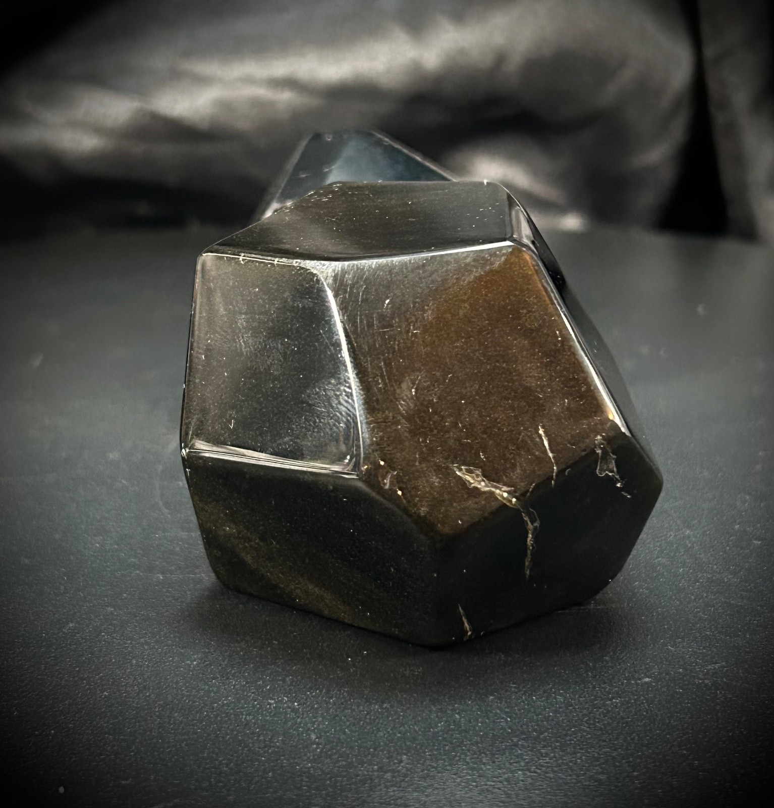 10.9oz (310 grams) Pair Of Black Obsidian Geometric Freeforms