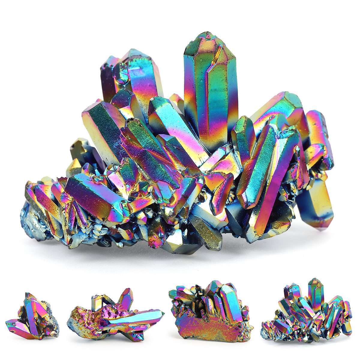 15-100g Natural Quartz Crystal Rainbow Titanium Cluster Mineral Specimen Stone