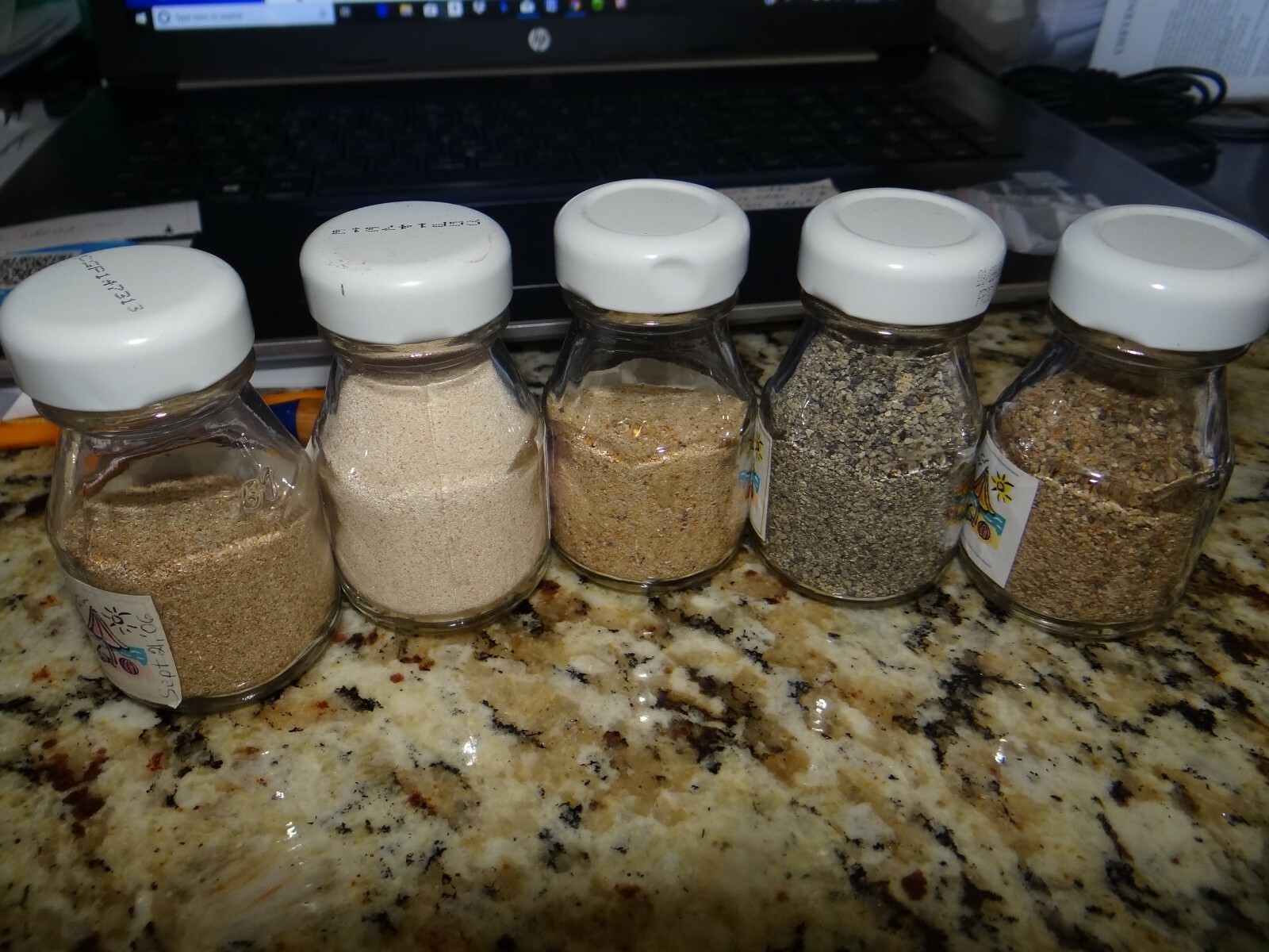 Labeled Sand Samples from Around the World Cruises