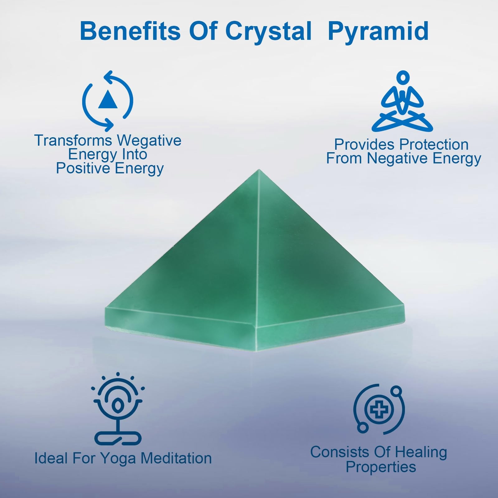 Natural Green Aventurine Healing Crystal Pyramid Sculpture – Sacred Geometry …