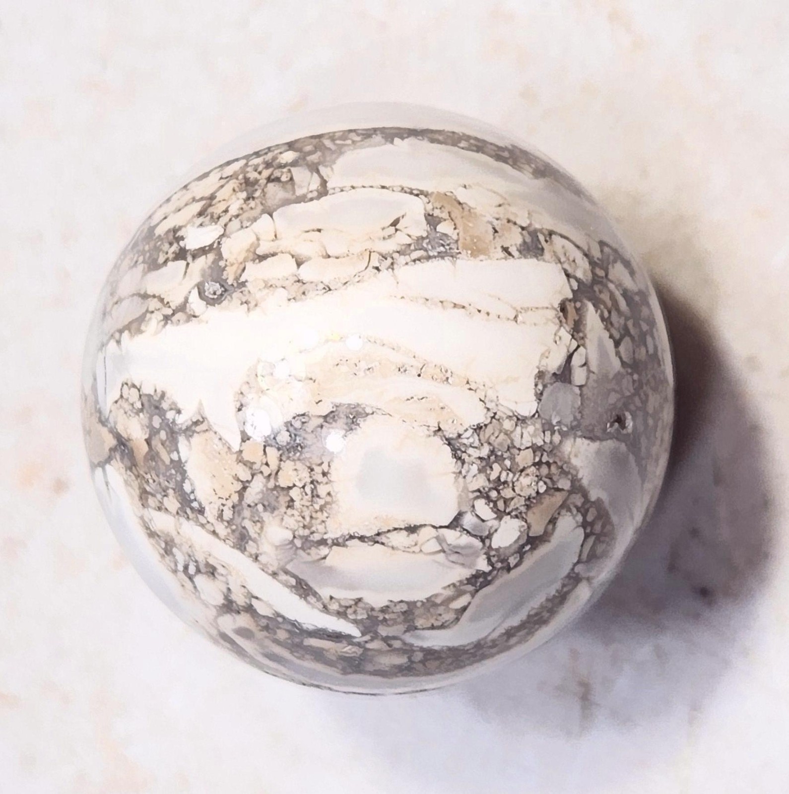Fluorescent Chalcedony and Magnesite 38mm Sphere for UV Collection 6512