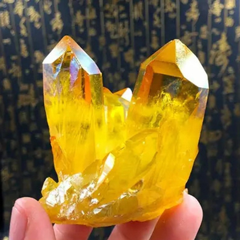 120-150G Natural Aura Citrine Yellow Crystal Cluster Healing Mineral Specimens