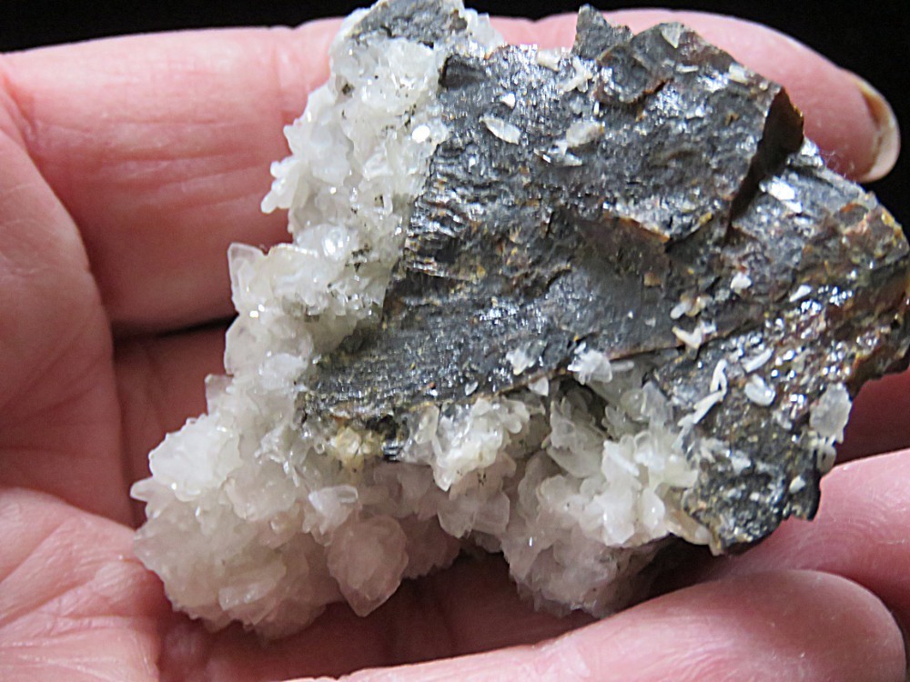 Barite Crystals on Galena- 2 1/4″ x 1 7/8″ x 1 1/2″- Cave in Rock, Illinois