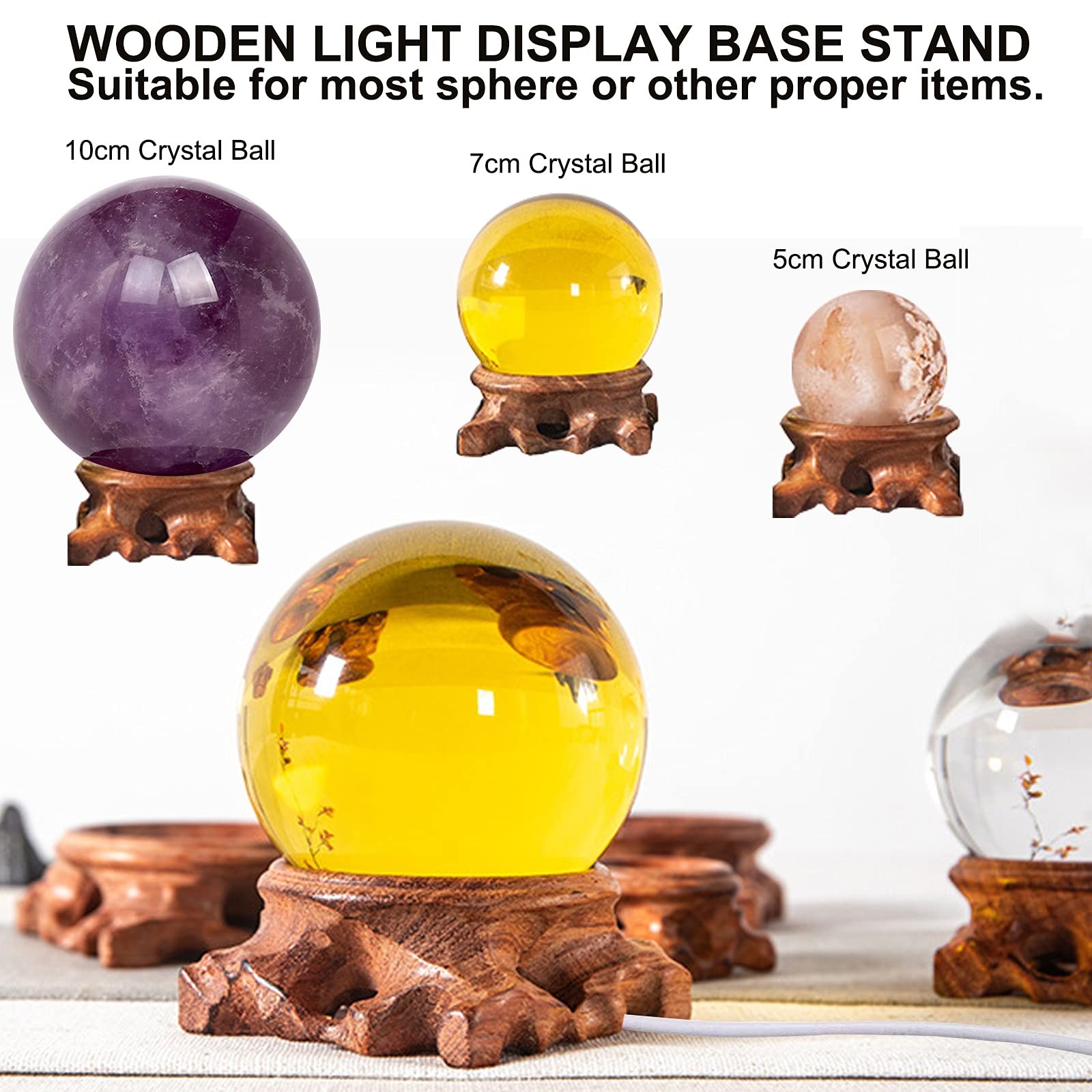 2PCS Root Carving Wooden Light Display Bases,2 Inch Wood Lighted Stand Bases …