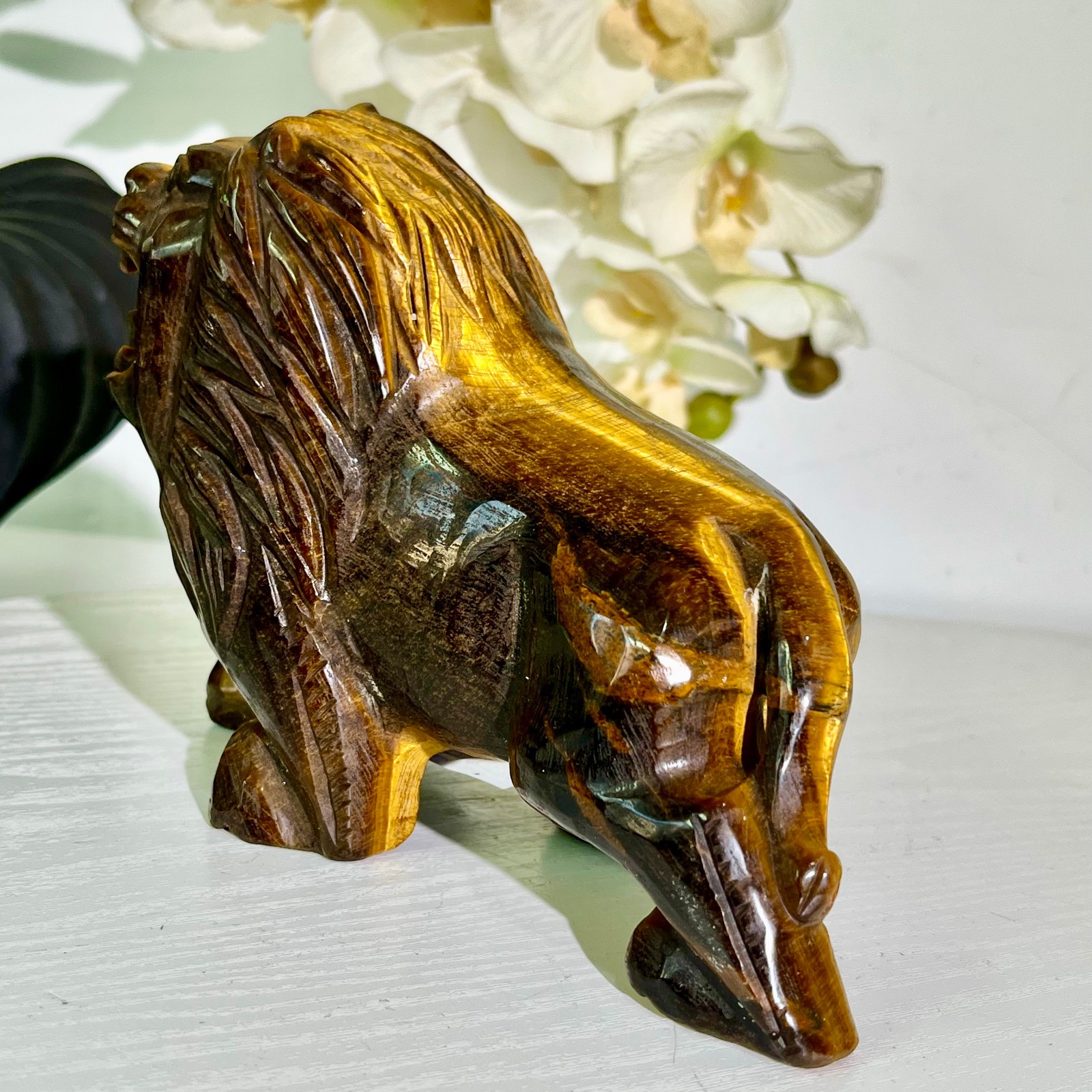 4.12LB Natural tiger eye stone products, handmade carved and polished spiritual