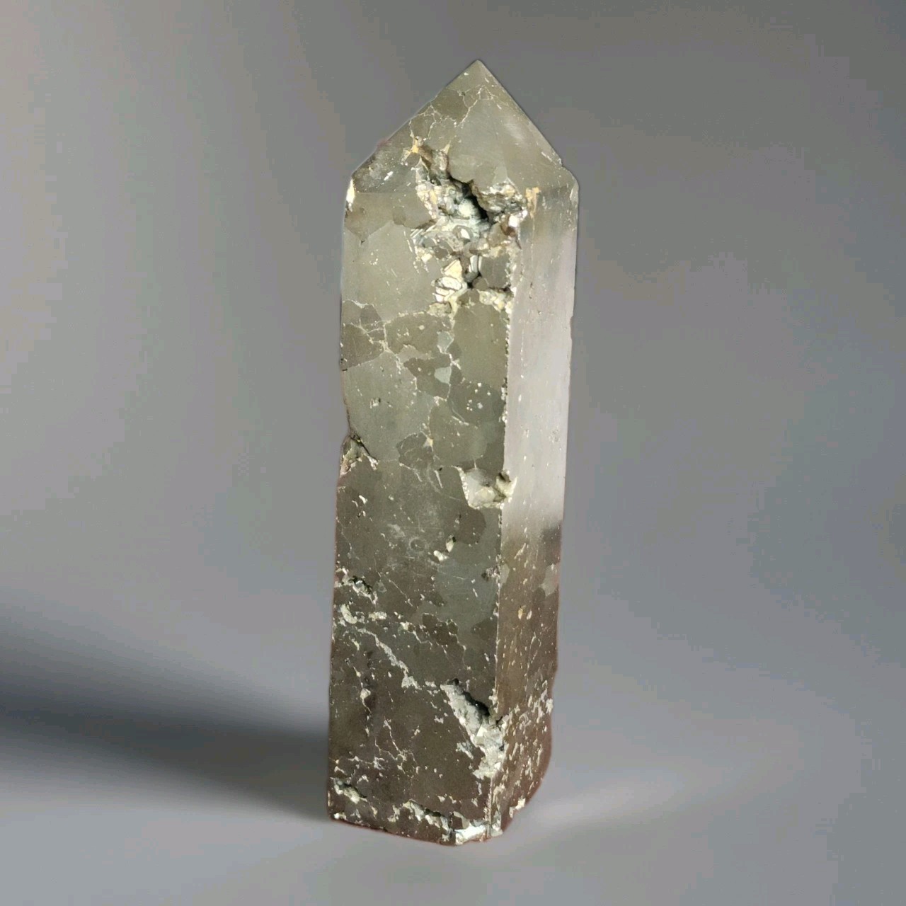 Large Natural Polished Druzy Pyrite 4-Sided Tower 5.25″ – 500g – USA