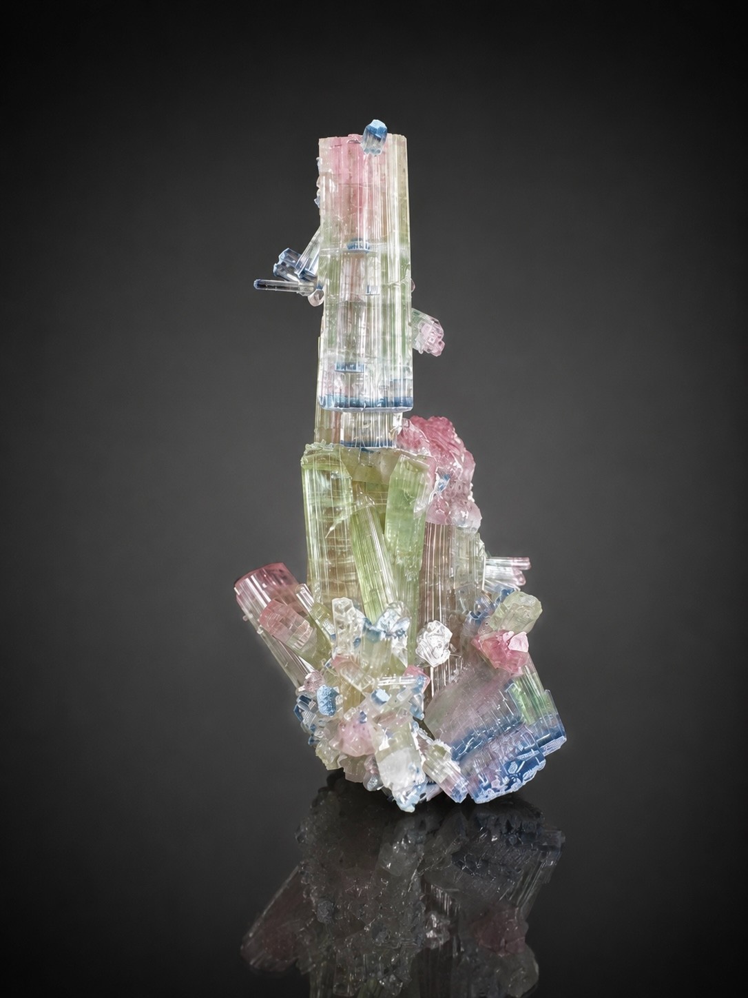Multicolor TOURMALINE Zoning Crystal Cluster Known As Rainbow TOURMALINE