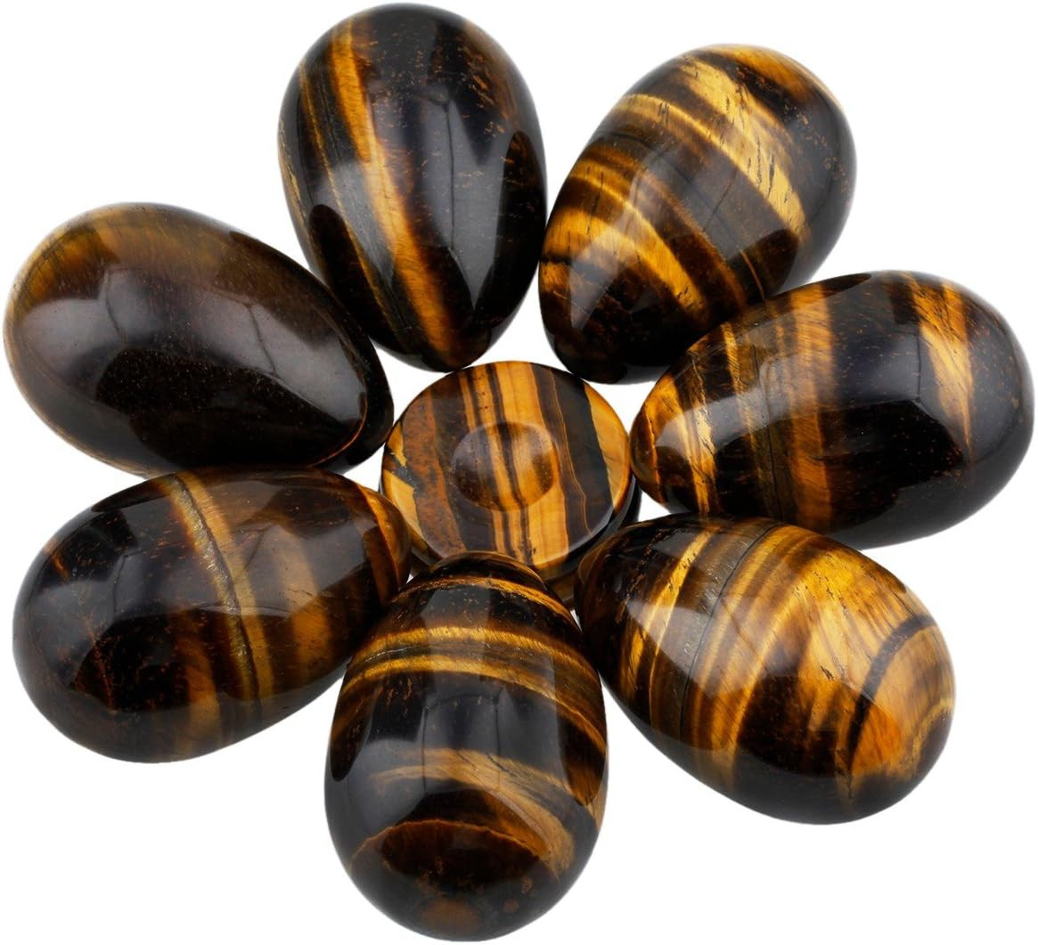 Tiger’S Eye Crystal Egg Polished Gemstone Figurines with Stone Stand