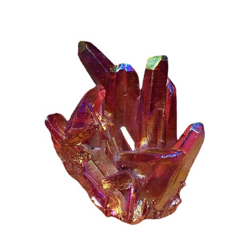 100g Natural Aura Red Titanium Quartz Crystal Cluster VUG Specimen Healing Reiki