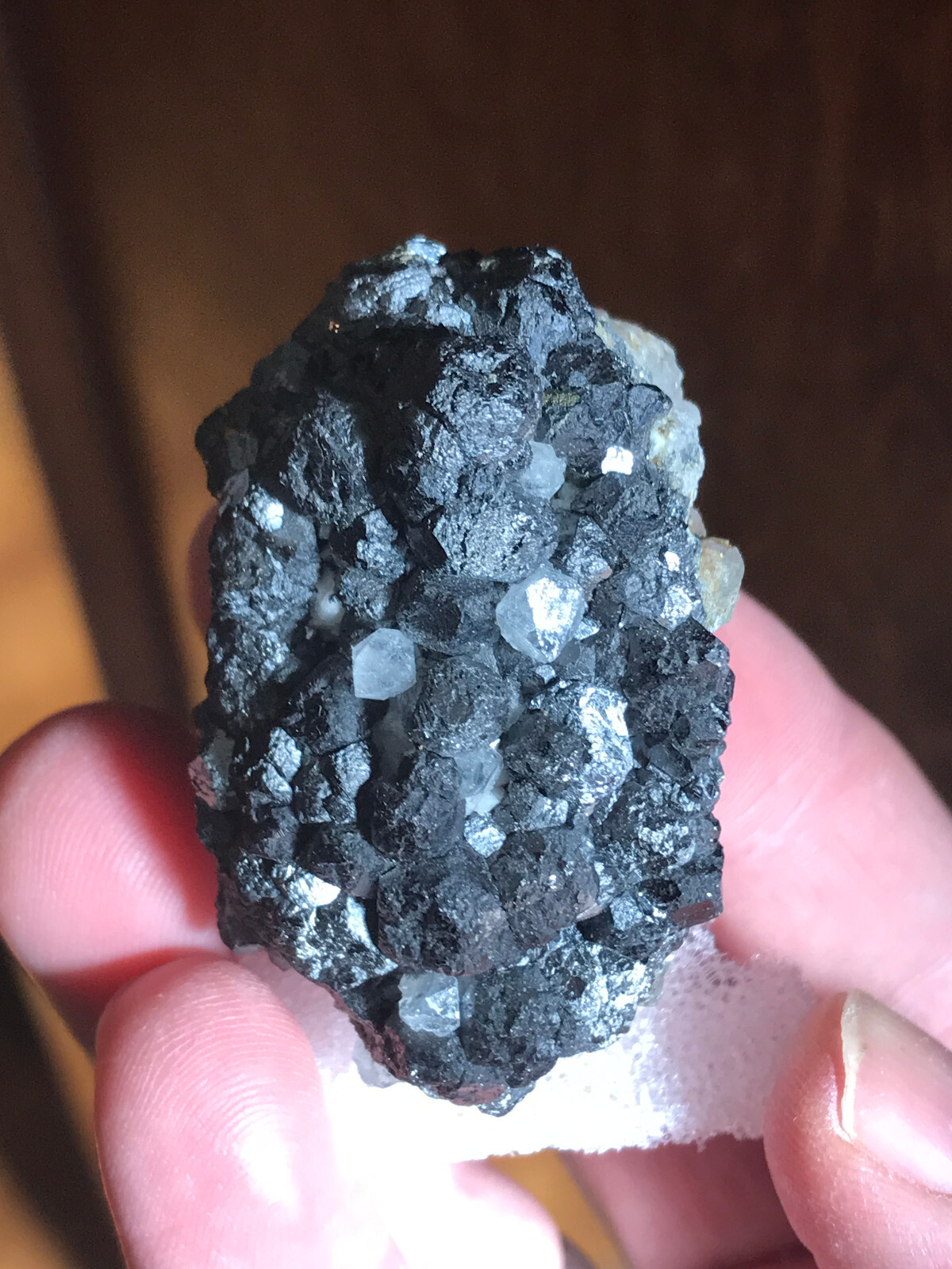 Beta Quartz, on Magnetite xtls, Huanggang mines, Inner Mongolia, China