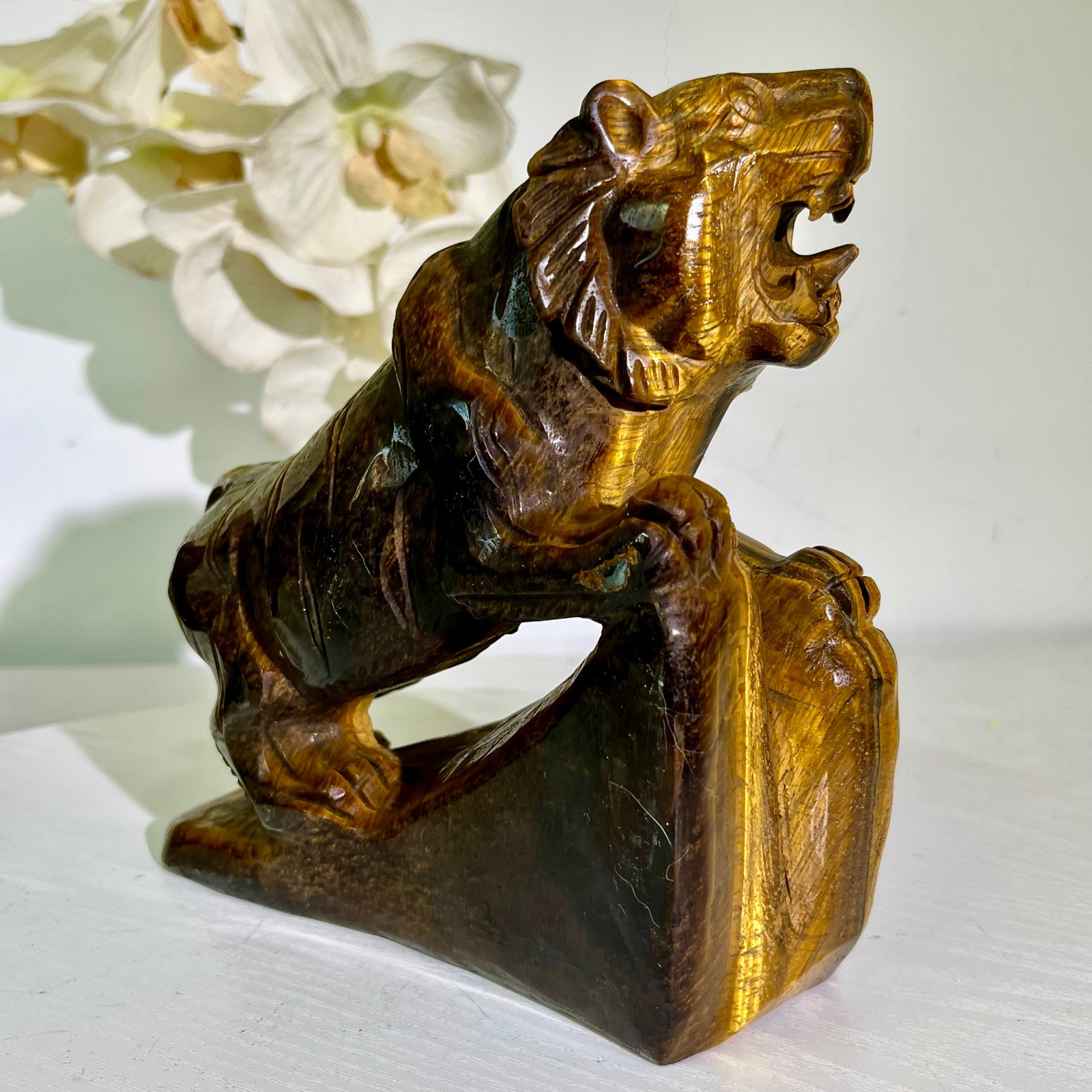 5.73LB Natural tiger eye stone products, handmade carved and polished spiritual