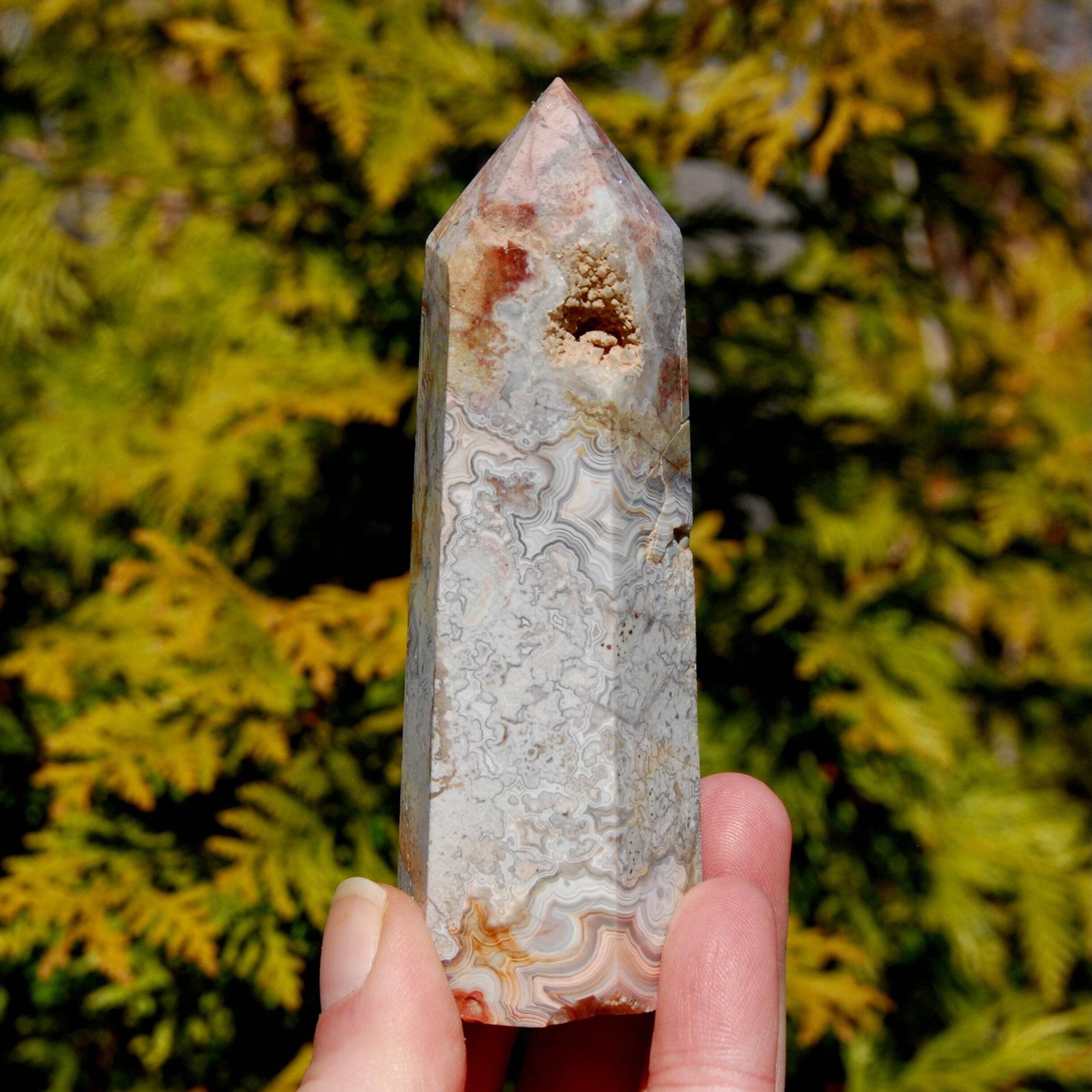 4.25in 175g Crazy Lace Agate Crystal Tower, Mexico