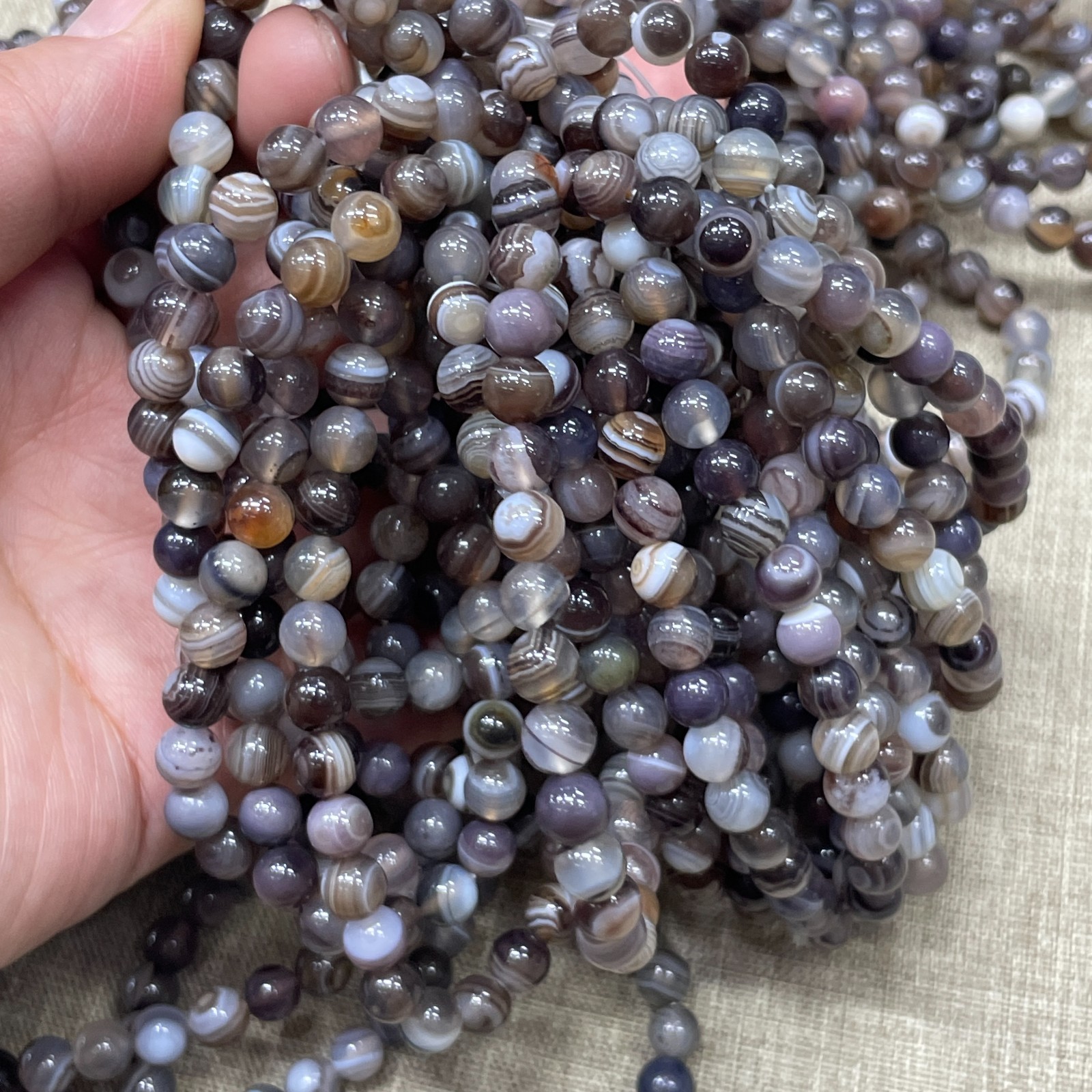Wholesale 1 Pcs Persian agate Stone ball beads 6mm 7.5″ crystal Stretch Bracelet