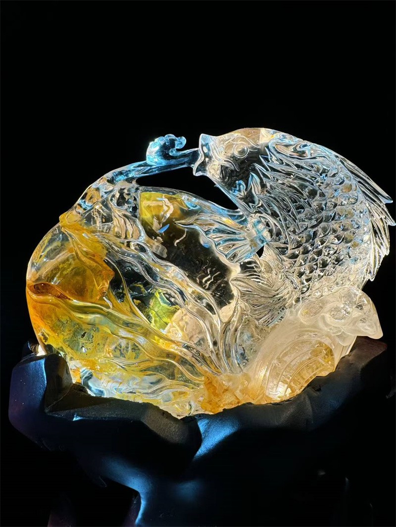 5.06LB Top Natural Gum Flower Quartz Carved Fish Skull Crystal Reiki Healing