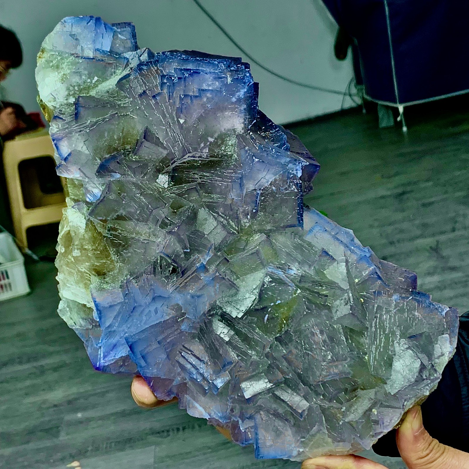 9.57LB Natural purple QR code fluorite cubic crystal mineral specimen