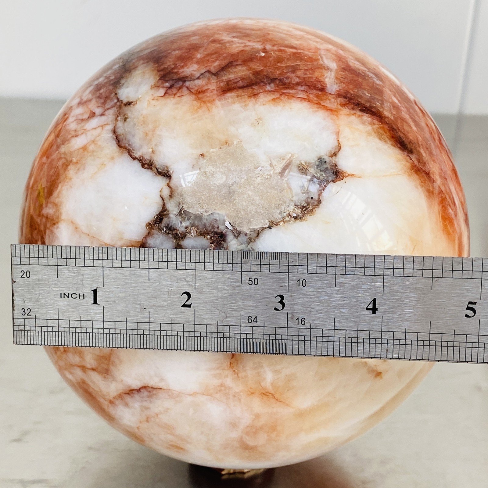 Natural Red Glue Flower Quartz Sphere Crystal Ball Healing 4720G