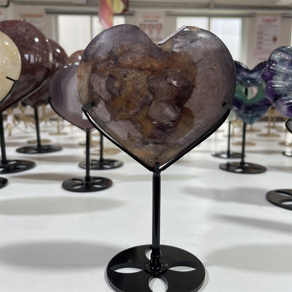 1.3LB 6.6″ Natural Purple Mica Love Crystal Quartz Carving Reiki Home Decor
