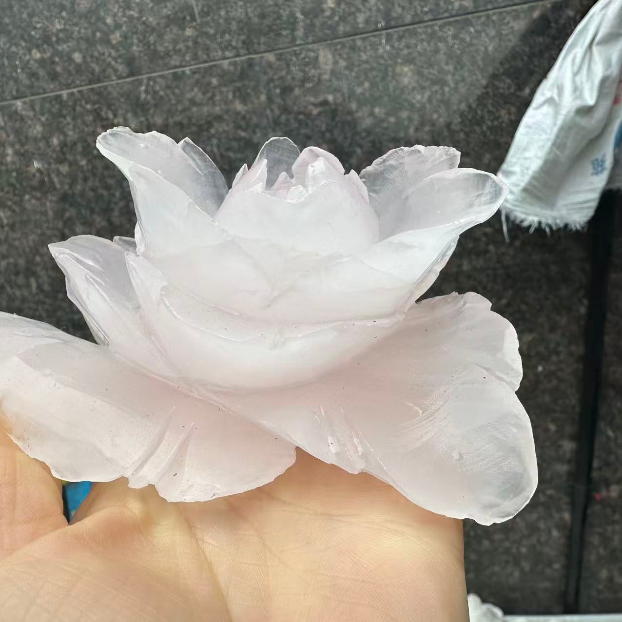1pc Natural Powdered calcite Quartz Carved Flower Skull Crystal Reiki Decor