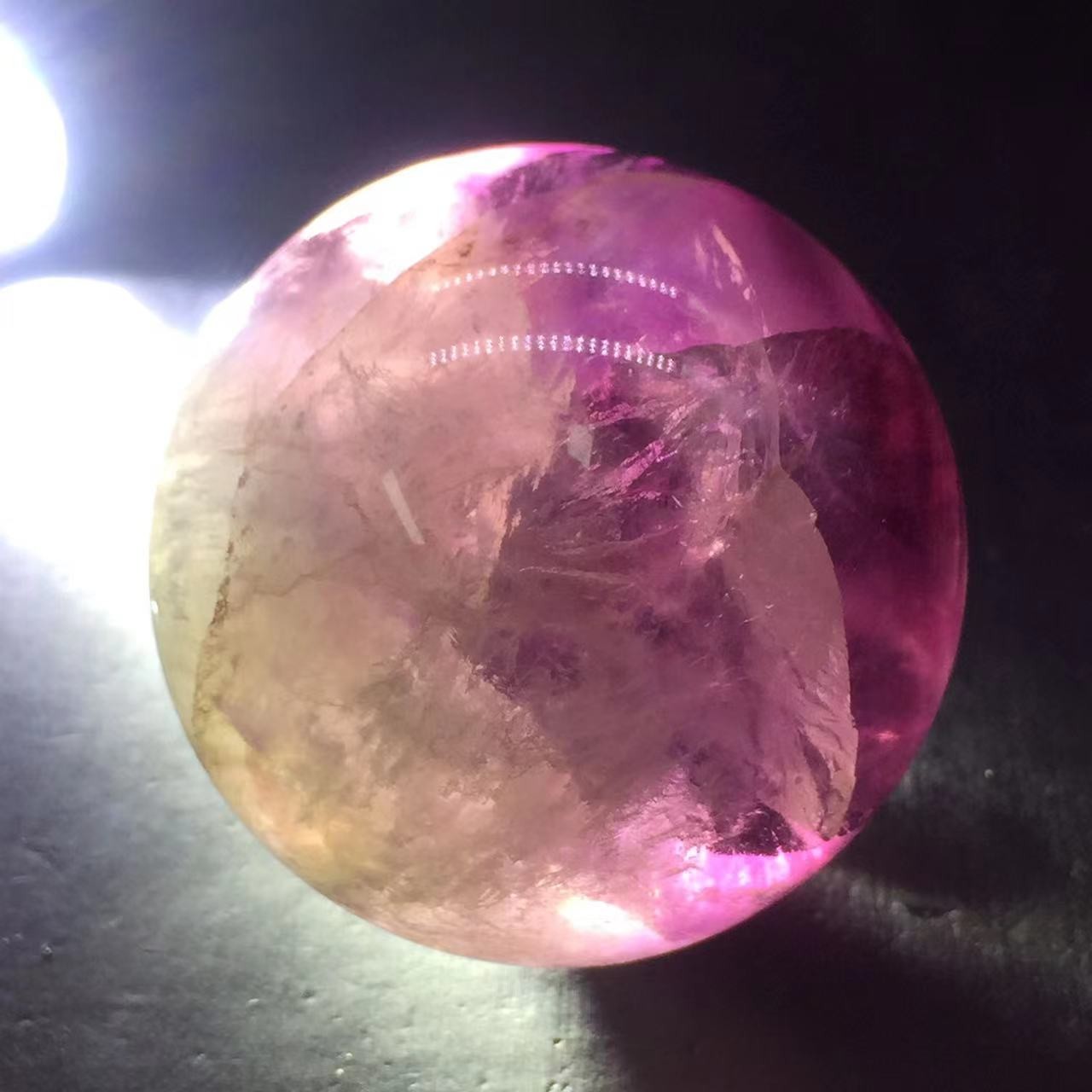Natural Purple Fluorite Quartz Crystal Carved Ball&Free Stand Healing Reiki 52mm
