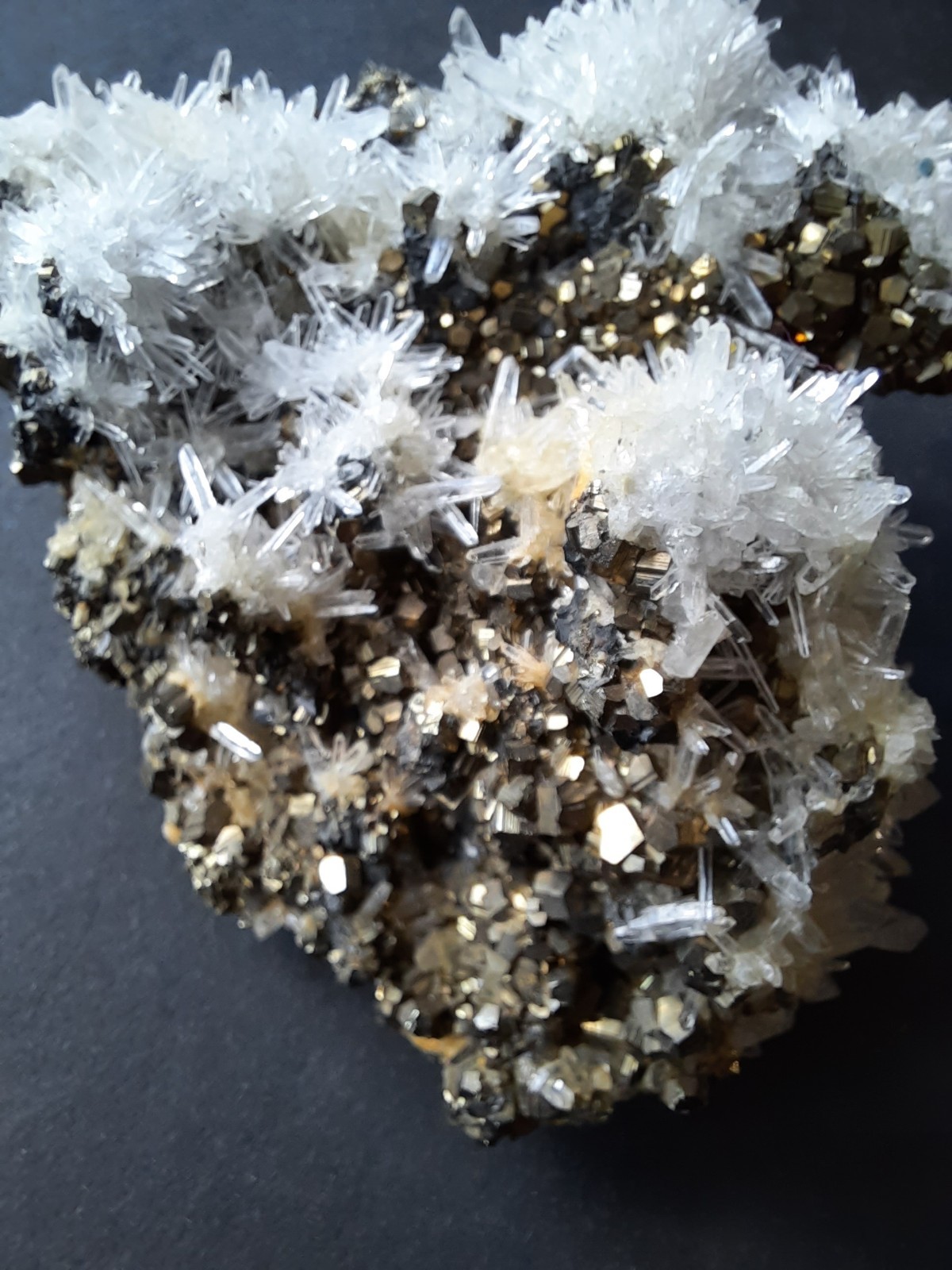 Gorgeous Quartz Crystals with Pyrite Combination, from Peru 200g