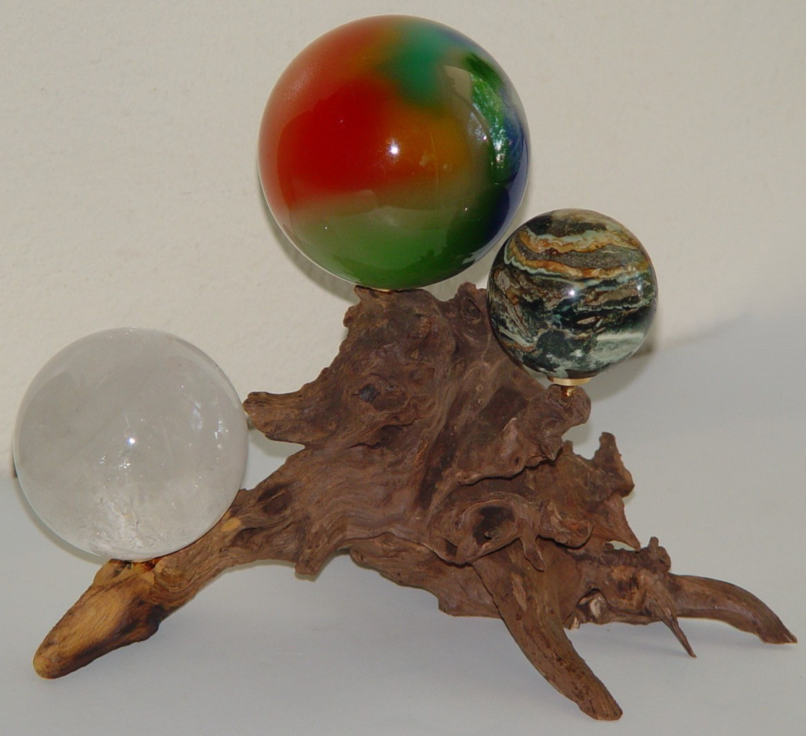 Natural Driftwood (3) Sphere Display Stand Egg Holder Rustic Wood Stand (#344)