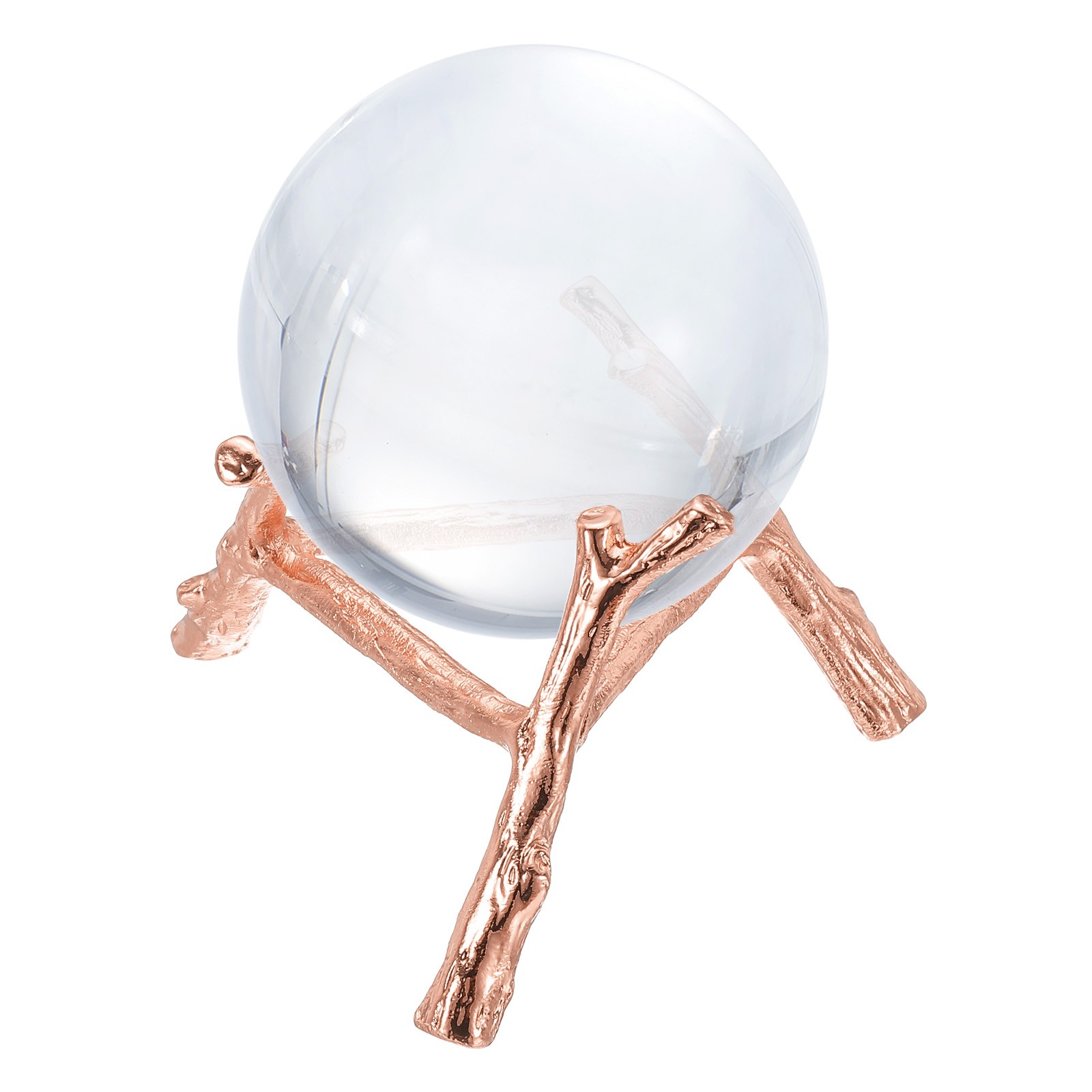 3.9″ Dia Metal Crystal Sphere Holder Crystal Ball Tripod Stand Rose Gold