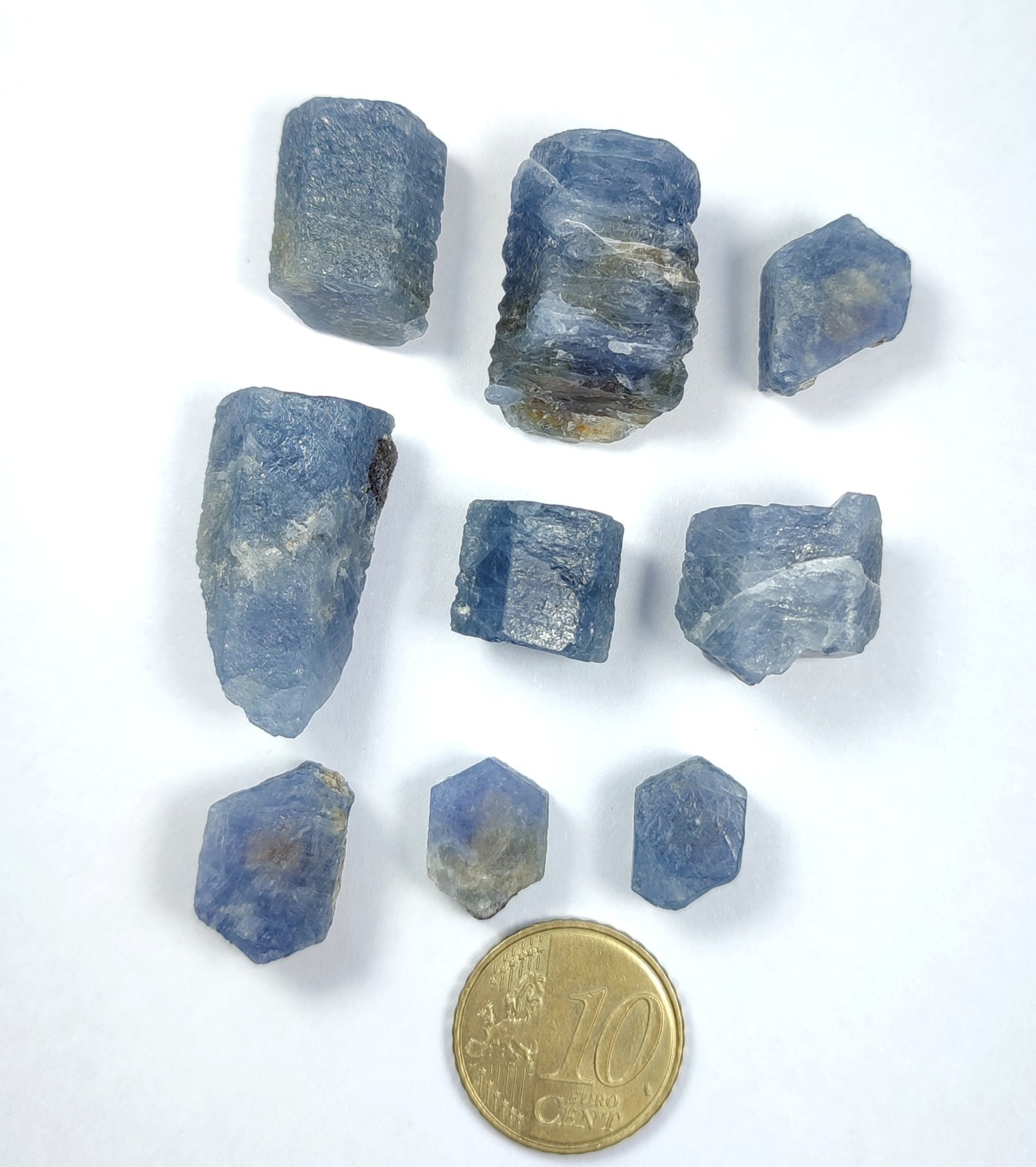 61-gm Natural Slightly Fluorescent Sapphire Crystals (9 Pcs) Lot – Afghanistan.