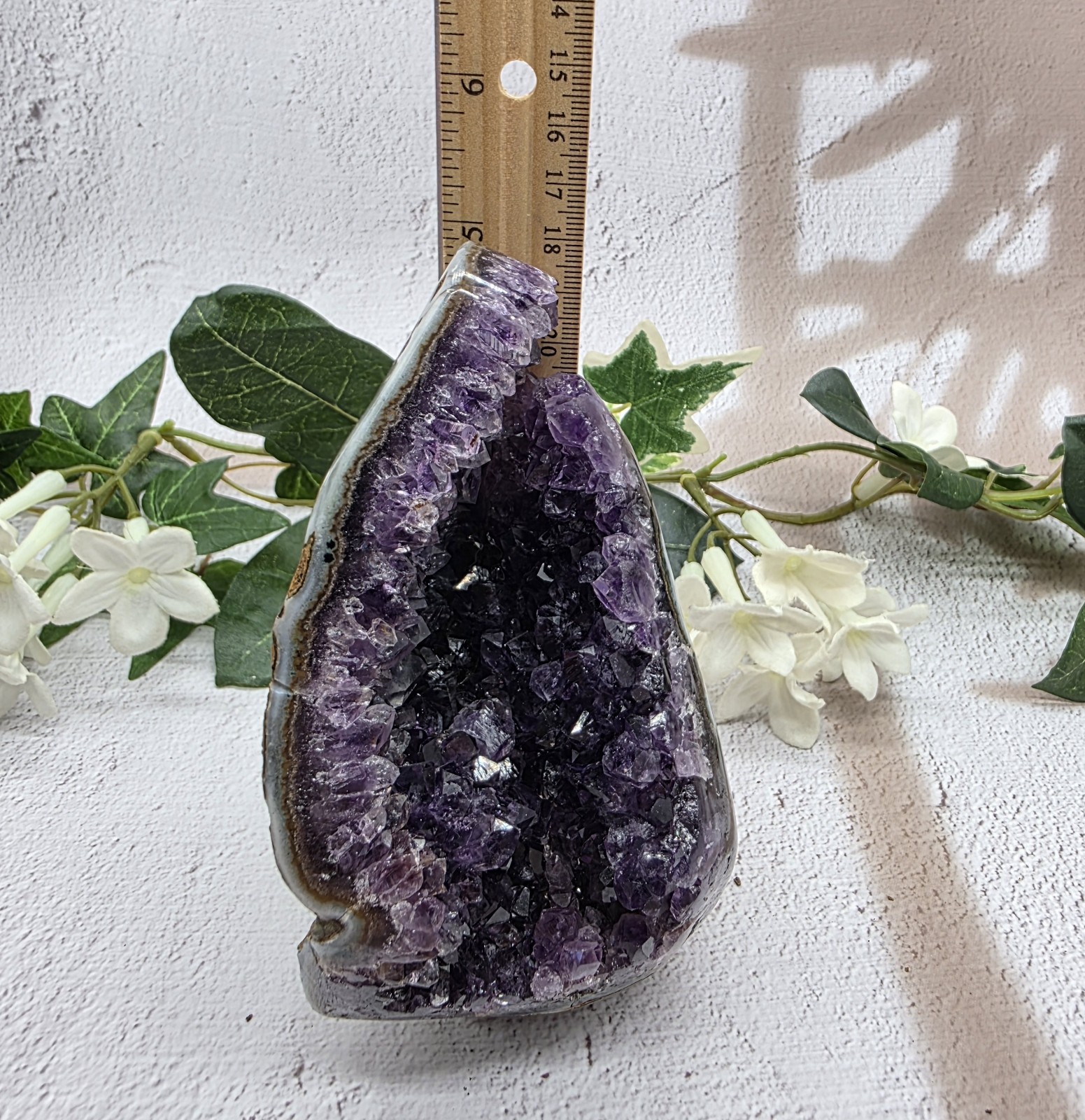 Uruguay Amethyst Druzy Geode Crystal Specimen w/ Acrylic Display Stand 1 Lb 6.6