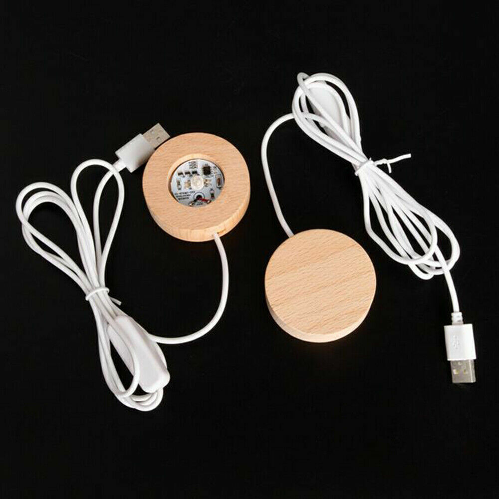 Wooden Display Stand With LED New Night Light Base 3D For Crystal Glass Balls