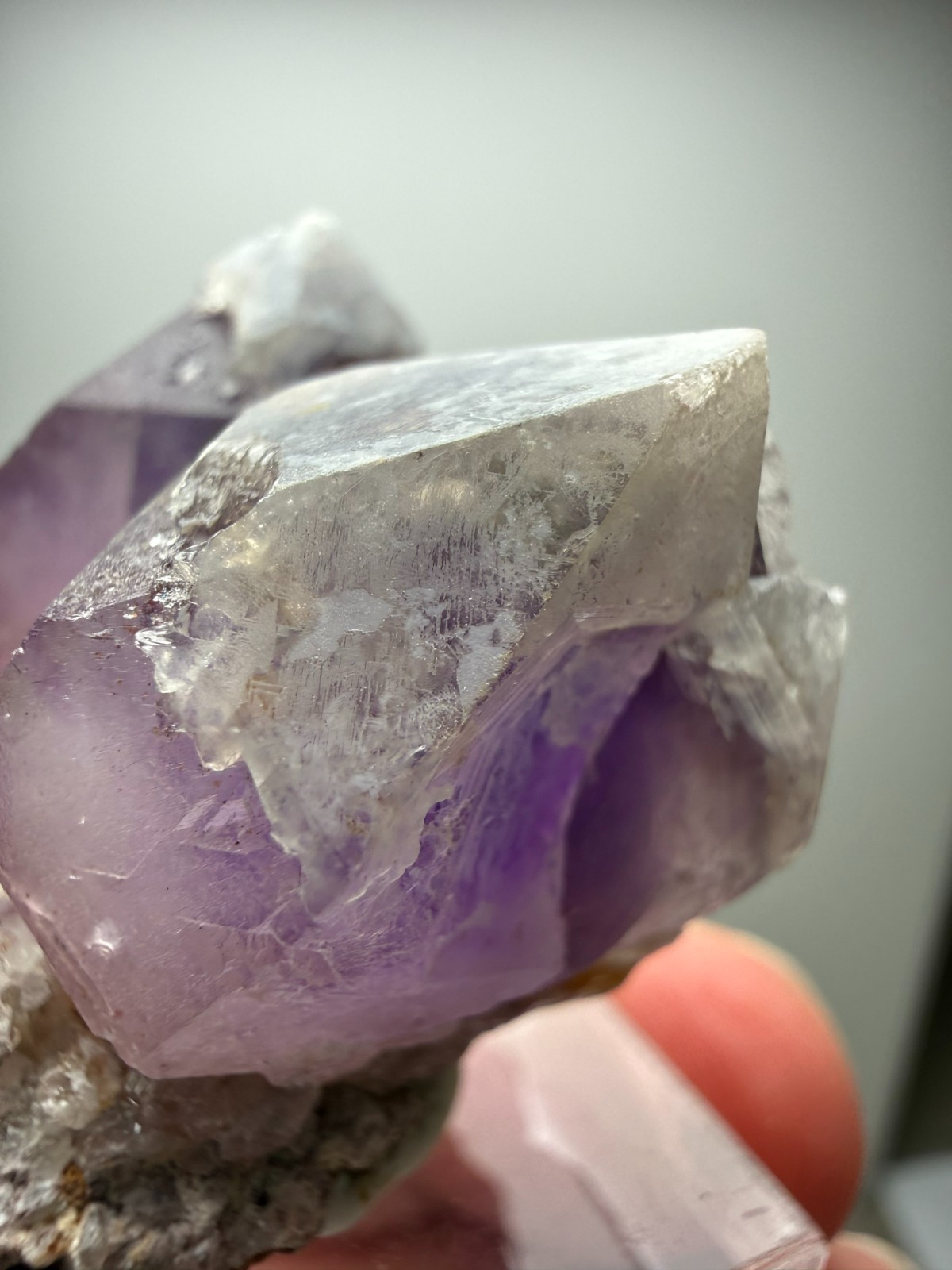 Amethyst Cluster with snowy white Quartz tips! Orange River, South Africa- NICE!