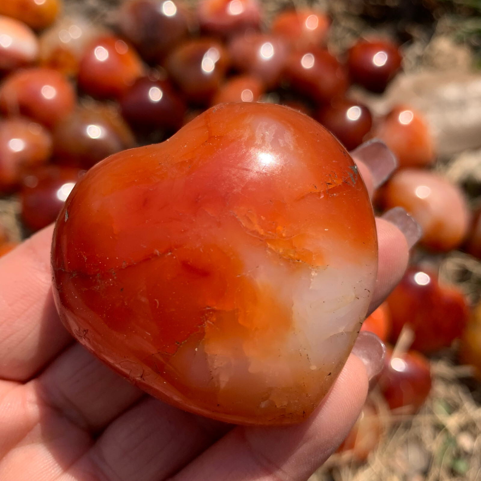 1LB natural carnelian heart quartz Mineral specimen crystal healing 7-8pcs