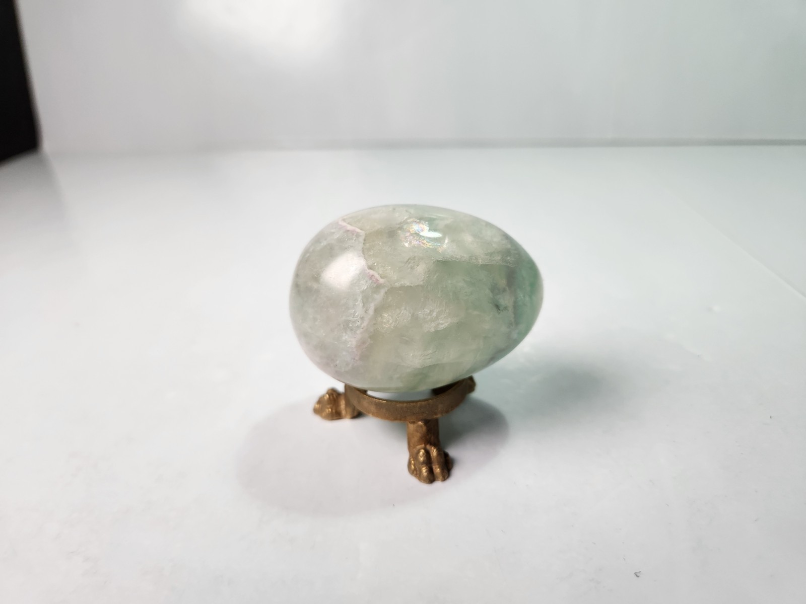 Green Flourite Crystal Egg With Stand 2”