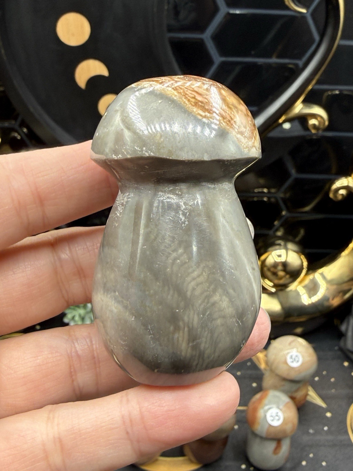 Natural Polychrome Jasper Mushrooms Carvings Free shipping