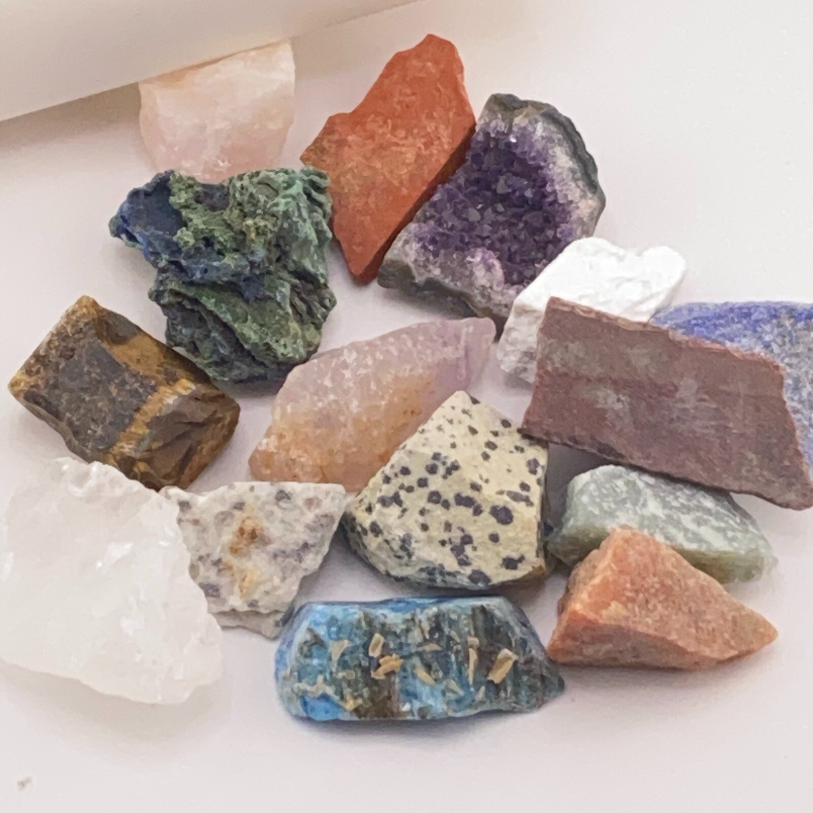 12 Pc Lot Random Mixed Crafters Gems Crystal Natural Rough Raw Mineral Rock Box