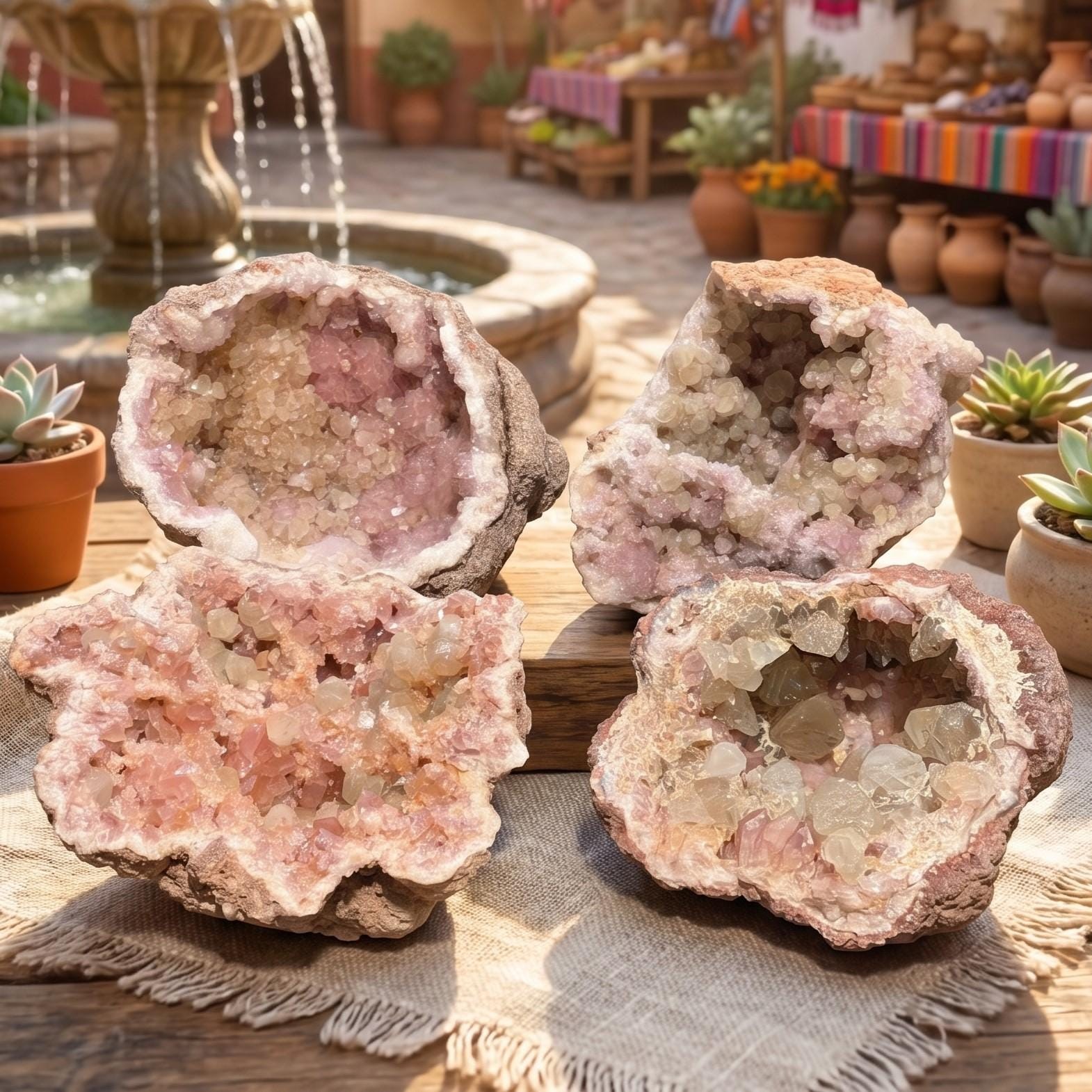 Pink Amethyst Clusters Large Druzy Geodes Natural Genuine Argentina Mineral
