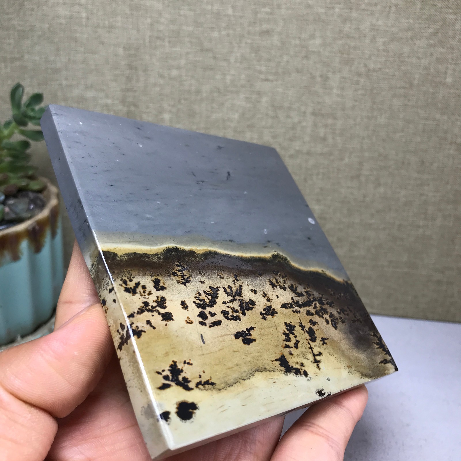 Natural Chinese painting stone crystal ornaments for home decoration 202g A5361