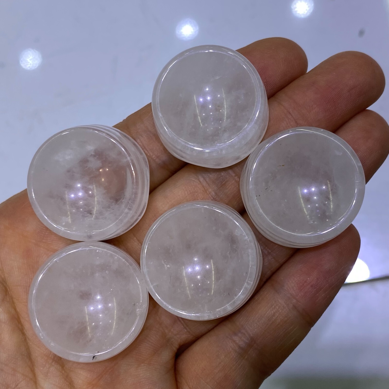 Natural clear quartz sphere stand pedestal crystal reiki healing 5PSC