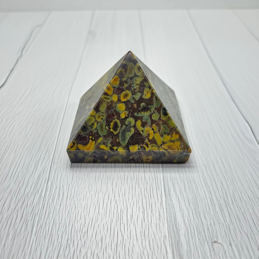 Fruit Jasper Pyramid for Healing Energy | Certified Meditation Crystal Decor