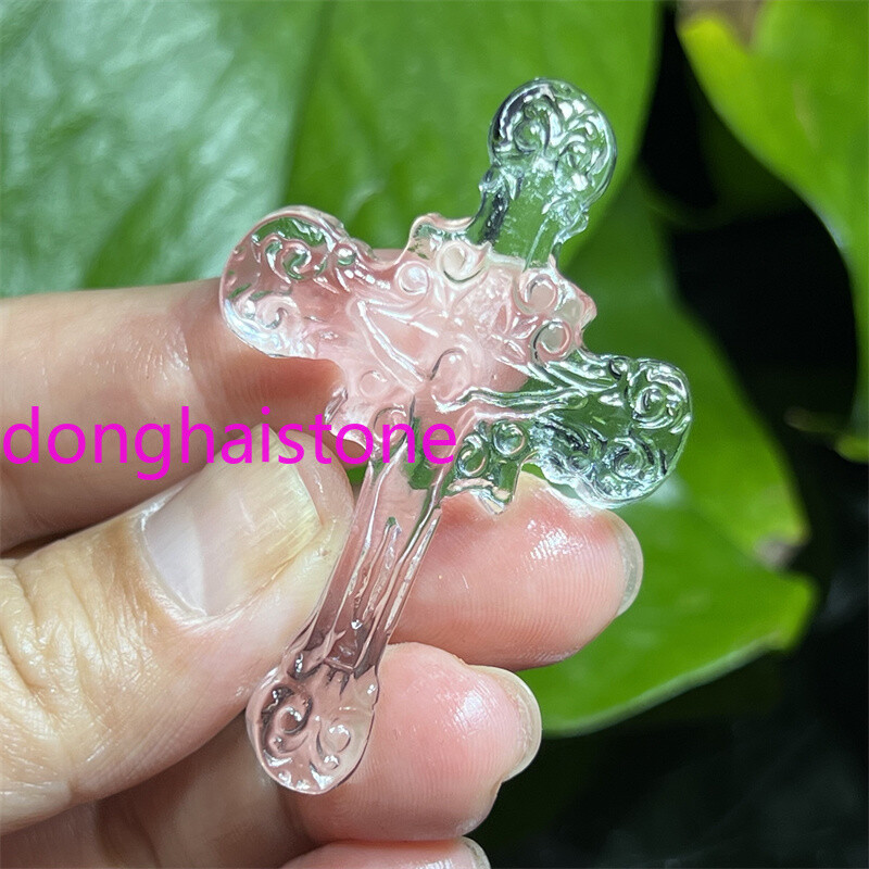 Gem grade Quartz Jesus cross Skull Quartz Crystal Skull Healing Pendant Gift 1PC