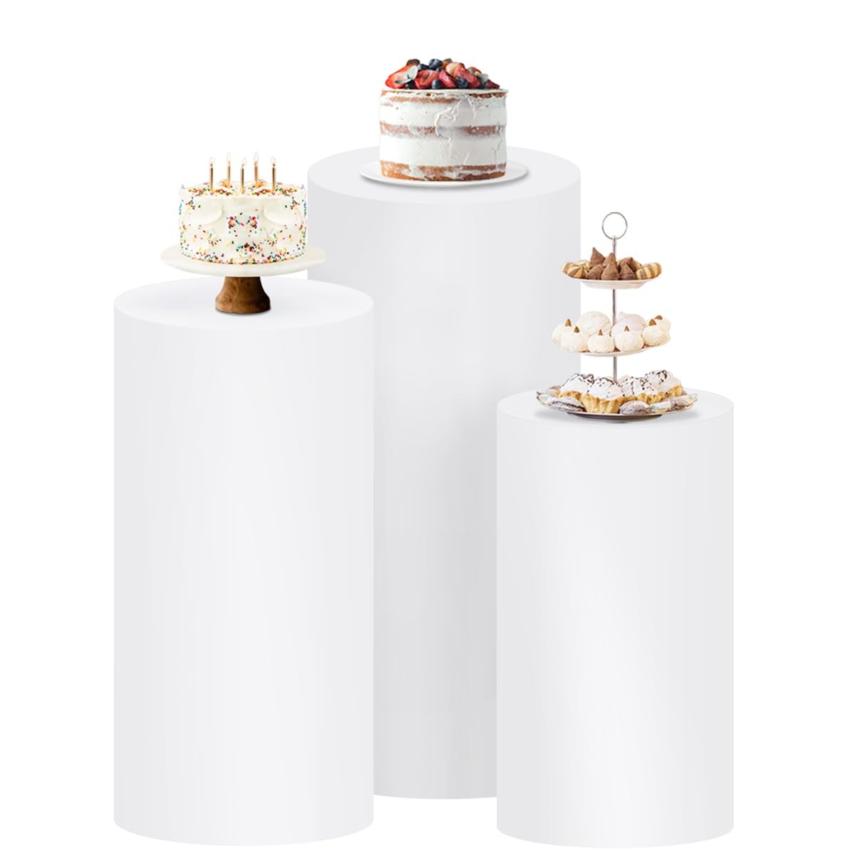Cylinder Pedestal Stand Covers Spandex Flexible Display for Party Wedding Bab…