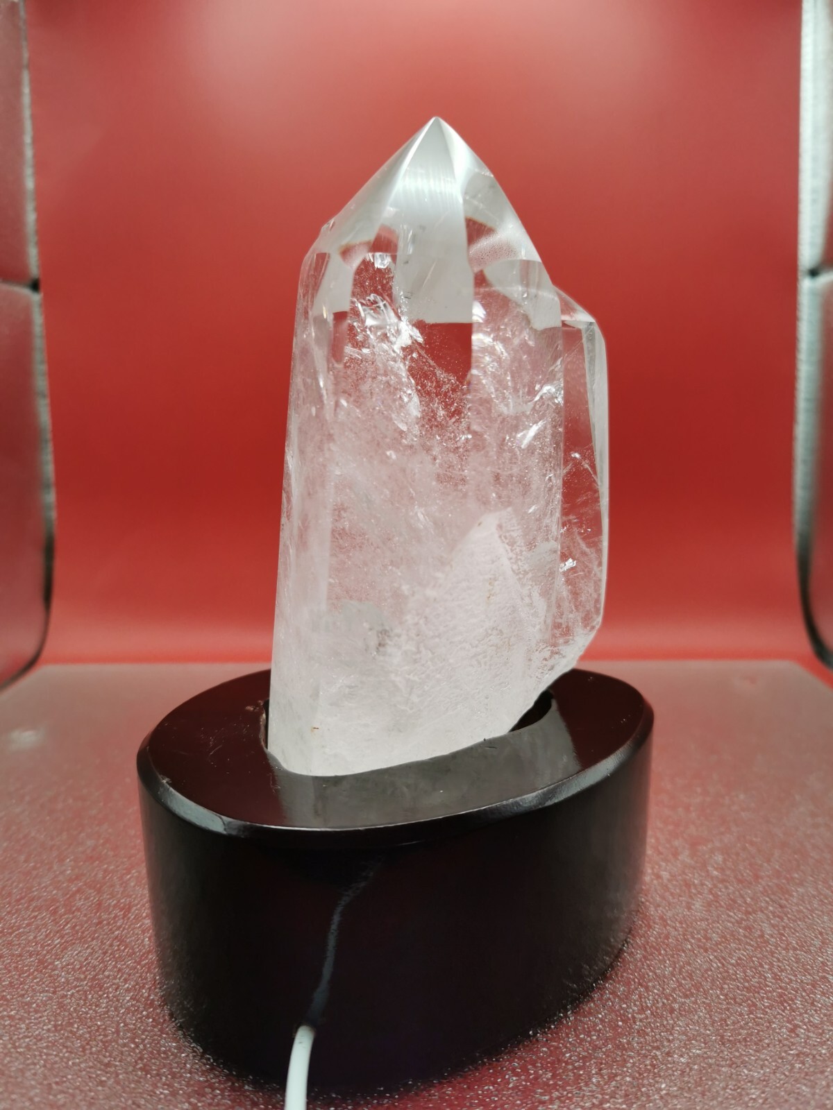 Natural Clear Quartz Double Point Obelisk Crystal With Custom Light Stand 2+LB