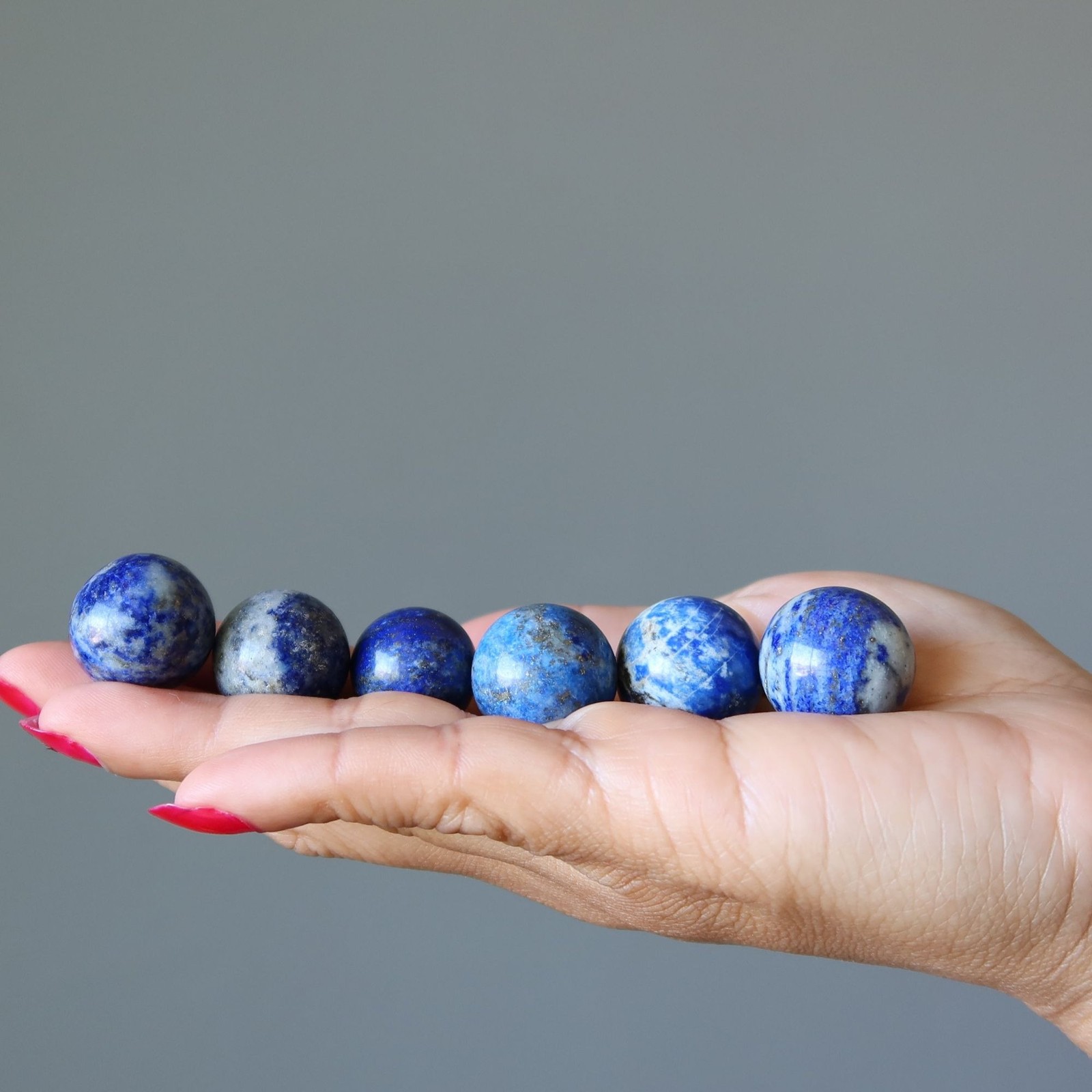 Lapis Lazuli Sphere Blue Mini Portable Crystal Ball Calcite Pyrite Marble Stone