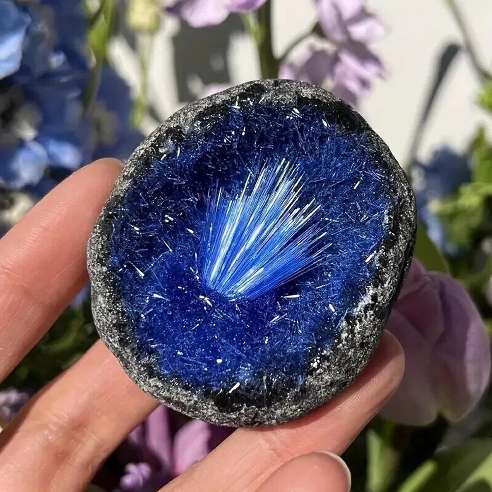 Natural meteorite Specimen, quartz crystal,Goethite, Blue copper ore, Decoration