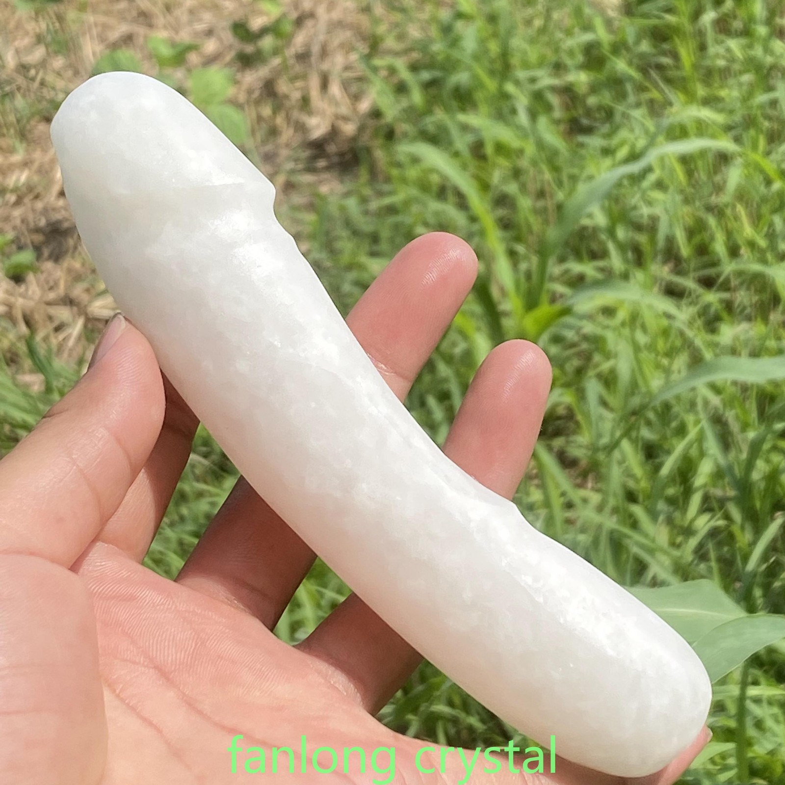 6in Natural White jade Male Penis Quartz Crystal Skull Massager scrub Gem 1PC