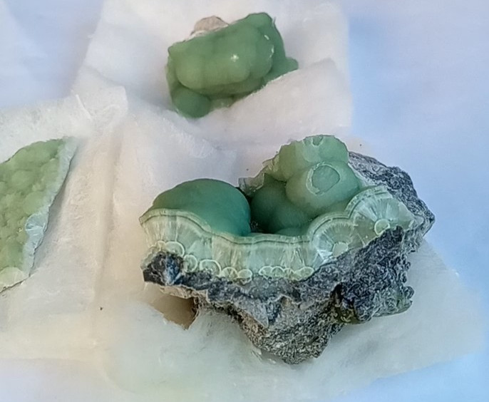 Wavellite set of 3 specimens turquoise green crystal minerals Arkansas USA