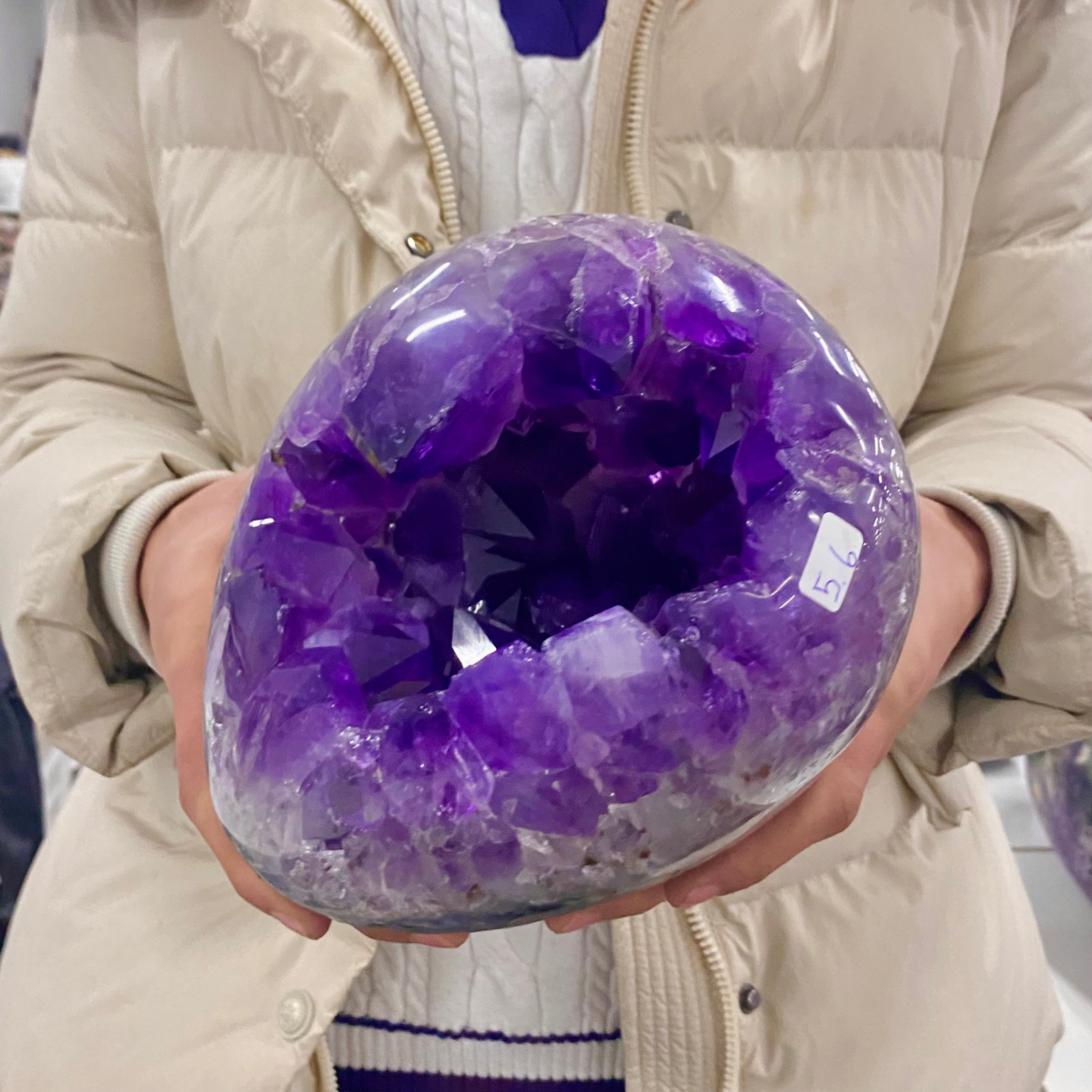 12.34LB Natural Amethyst geode quartz cluster crystal specimen energy healing