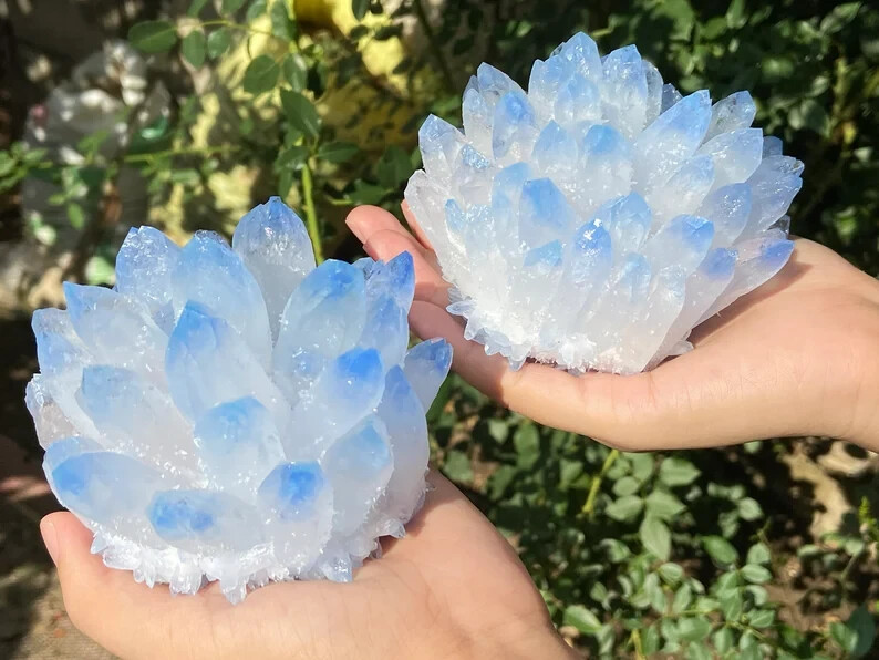 300g+ New Find Blue Phantom Quartz Crystal Cluster Mineral Specimen Healing 1pc